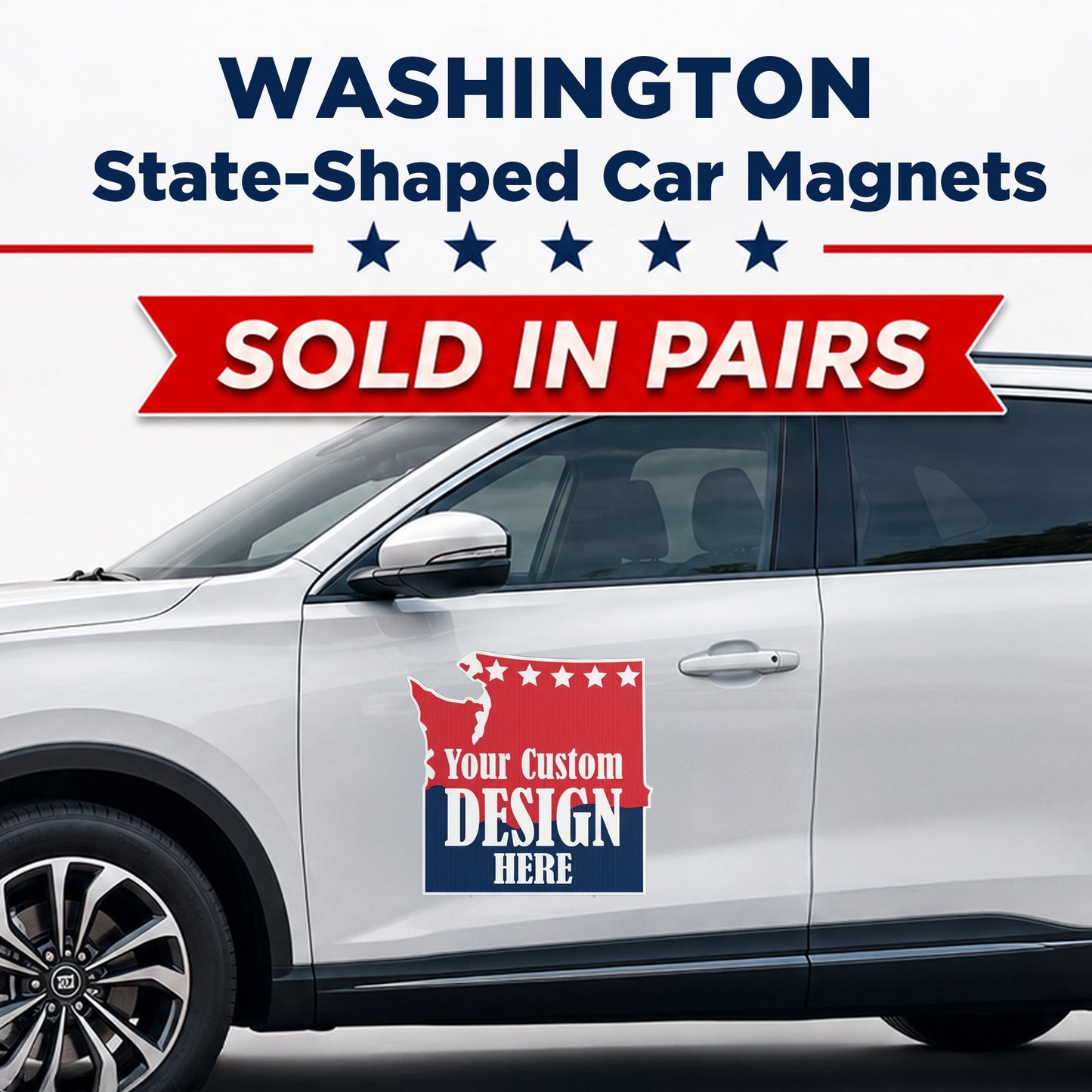 Custom State Shaped Car Magnet (Pair) 22" Magnetic Vehicle Signs by State
