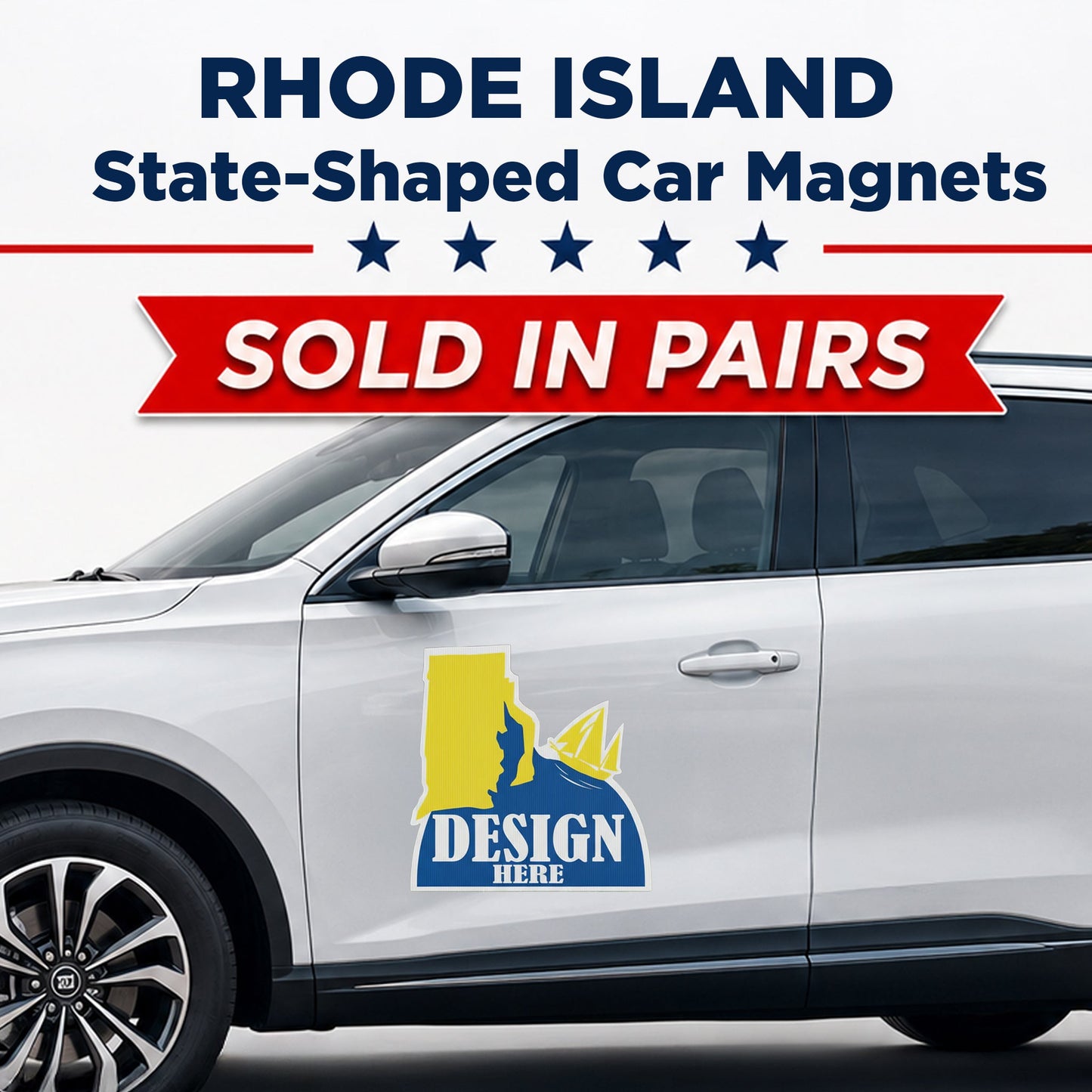 Custom State Shaped Car Magnet (Pair) 22" Magnetic Vehicle Signs by State