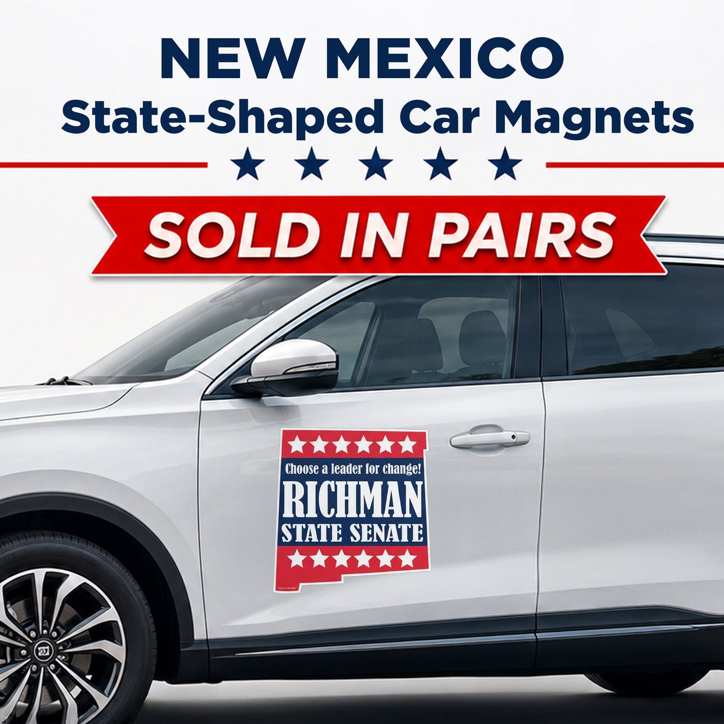 Custom State Shaped Car Magnet (Pair) 22" Magnetic Vehicle Signs by State