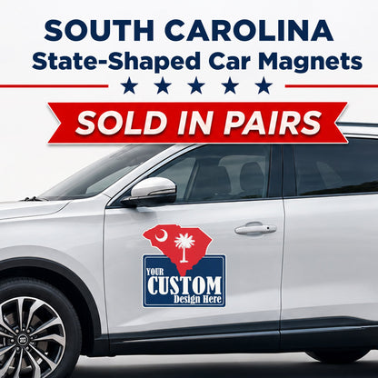 Custom State Shaped Car Magnet (Pair) 22" Magnetic Vehicle Signs by State