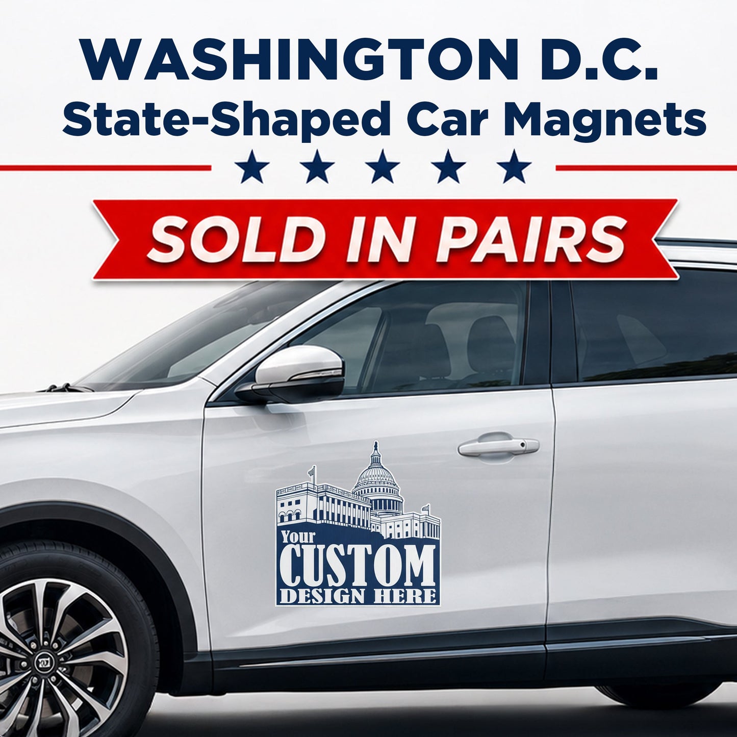 Custom State Shaped Car Magnet (Pair) 22" Magnetic Vehicle Signs by State