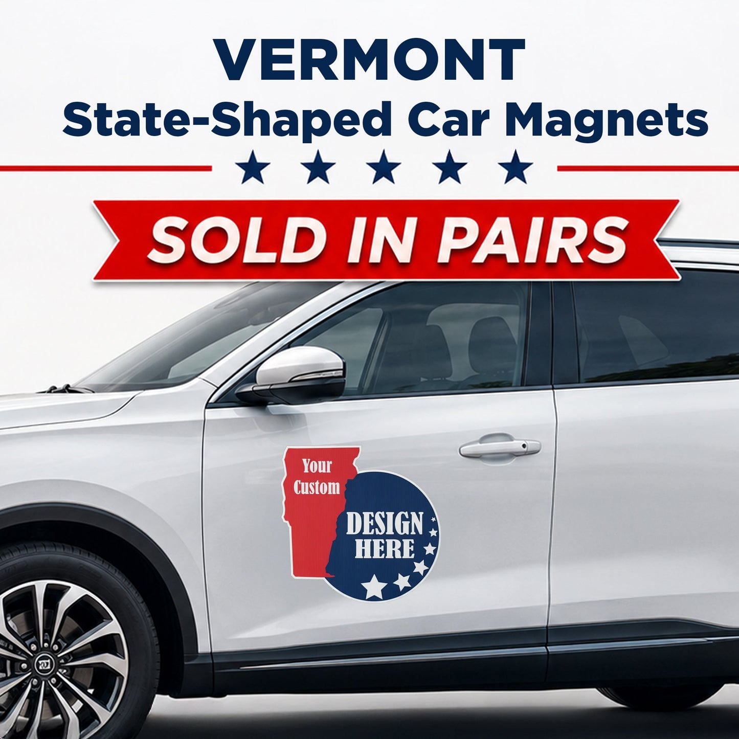 Custom State Shaped Car Magnet (Pair) 22" Magnetic Vehicle Signs by State