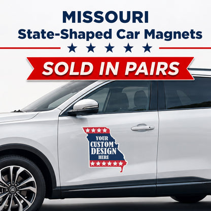 Custom State Shaped Car Magnet (Pair) 22" Magnetic Vehicle Signs by State