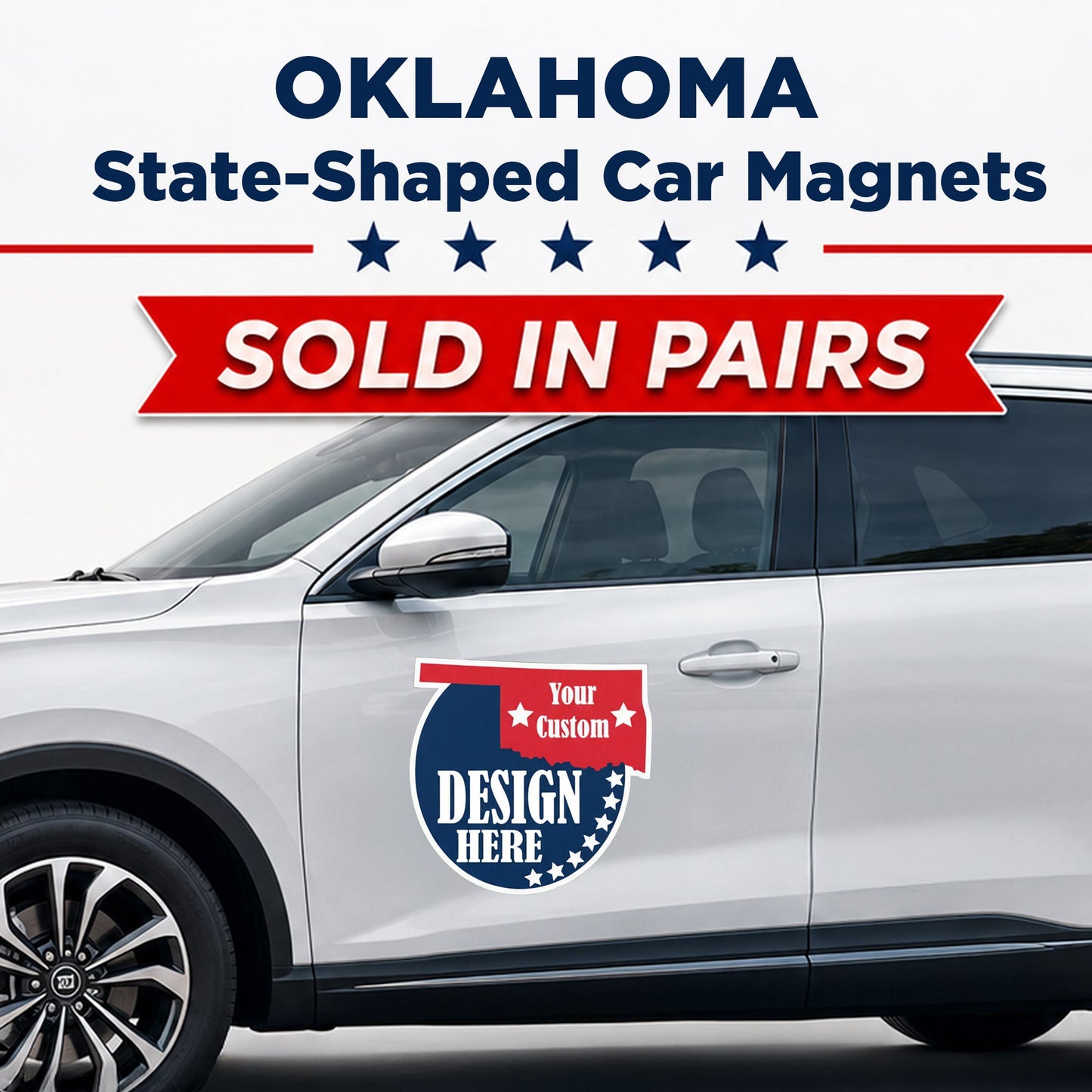 Custom State Shaped Car Magnet (Pair) 22" Magnetic Vehicle Signs by State