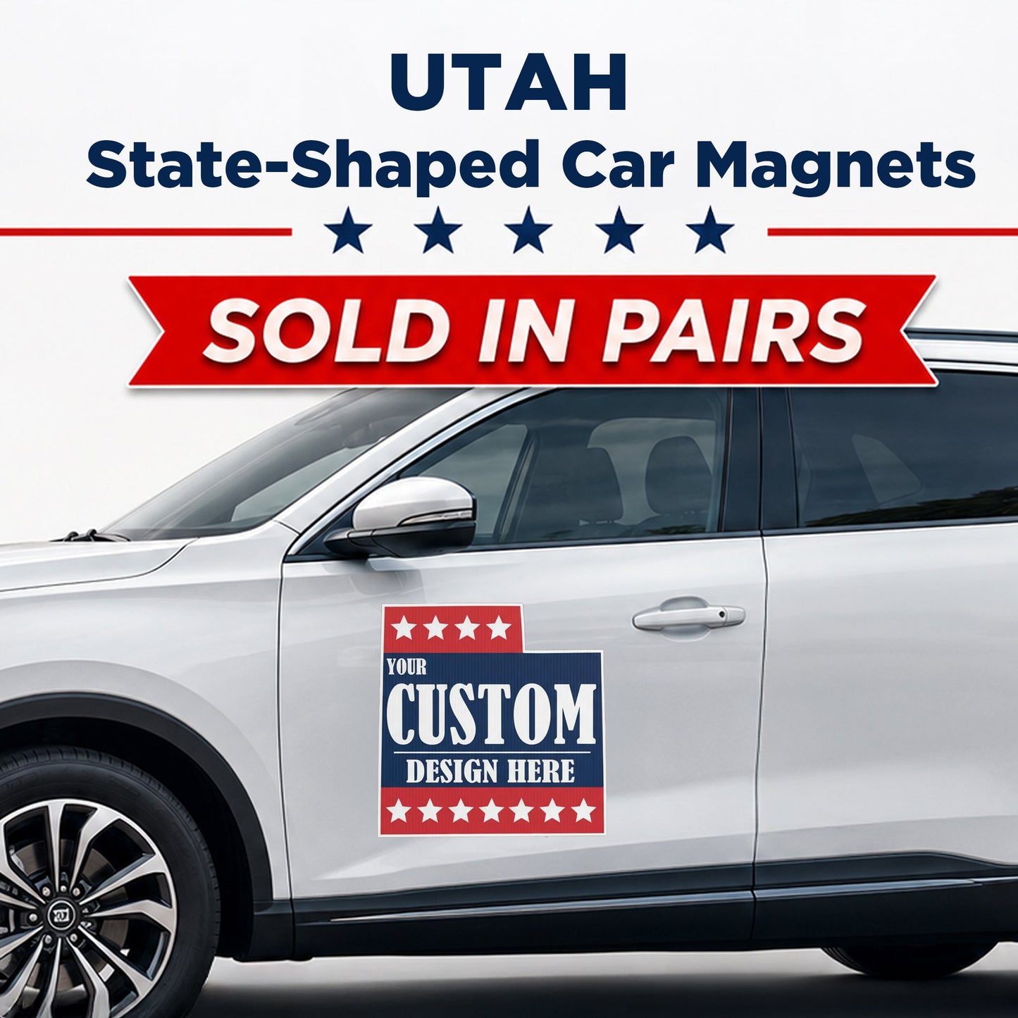 Custom State Shaped Car Magnet (Pair) 22" Magnetic Vehicle Signs by State