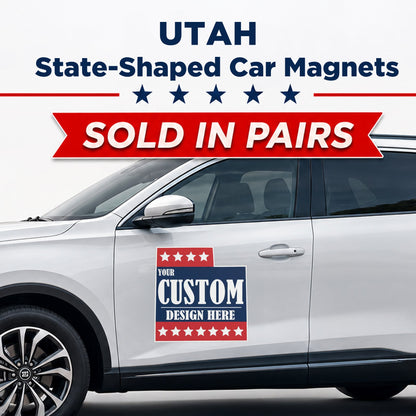 Custom State Shaped Car Magnet (Pair) 22" Magnetic Vehicle Signs by State