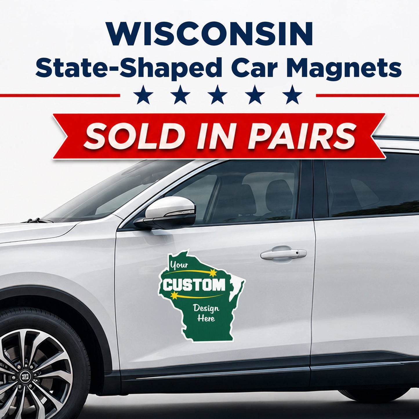 Custom State Shaped Car Magnet (Pair) 22" Magnetic Vehicle Signs by State