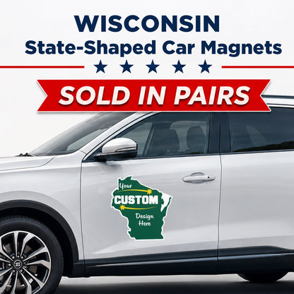 Custom State Shaped Car Magnet (Pair) 22" Magnetic Vehicle Signs by State