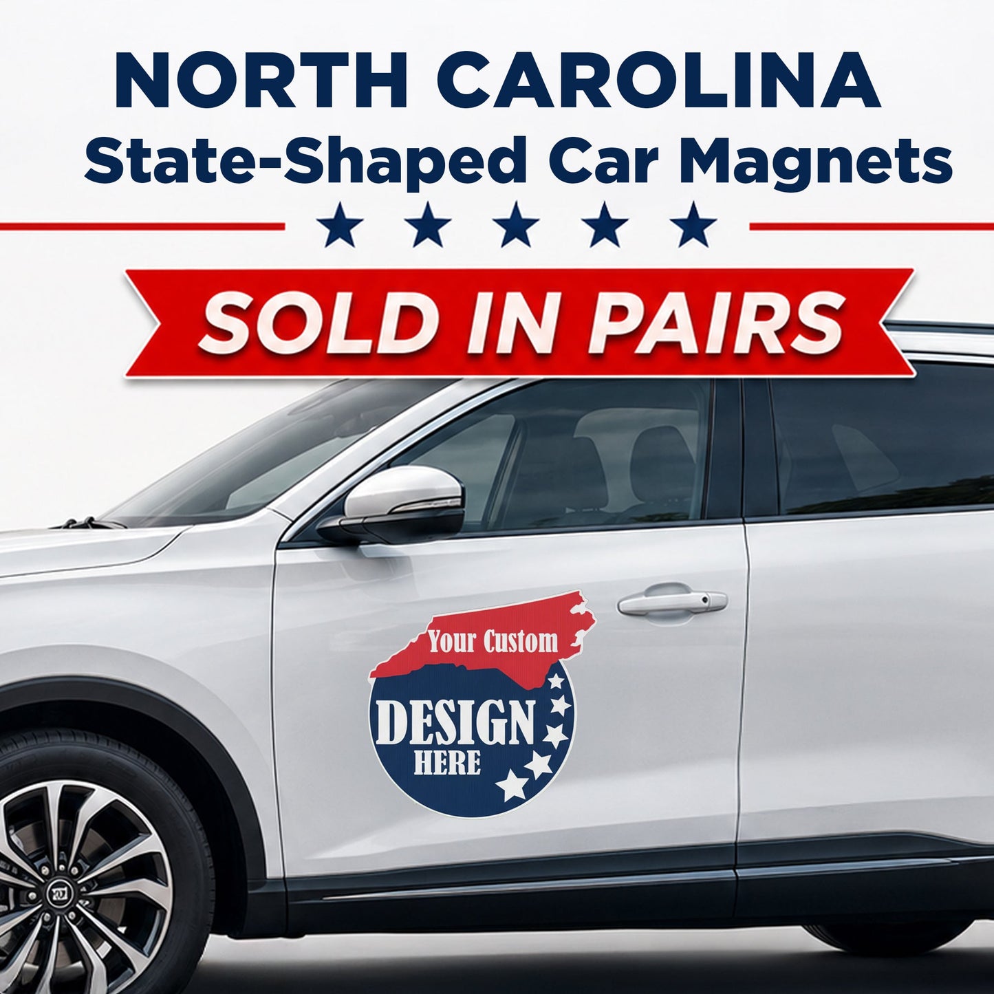 Custom State Shaped Car Magnet (Pair) 22" Magnetic Vehicle Signs by State