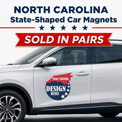 Custom State Shaped Car Magnet (Pair) 22" Magnetic Vehicle Signs by State