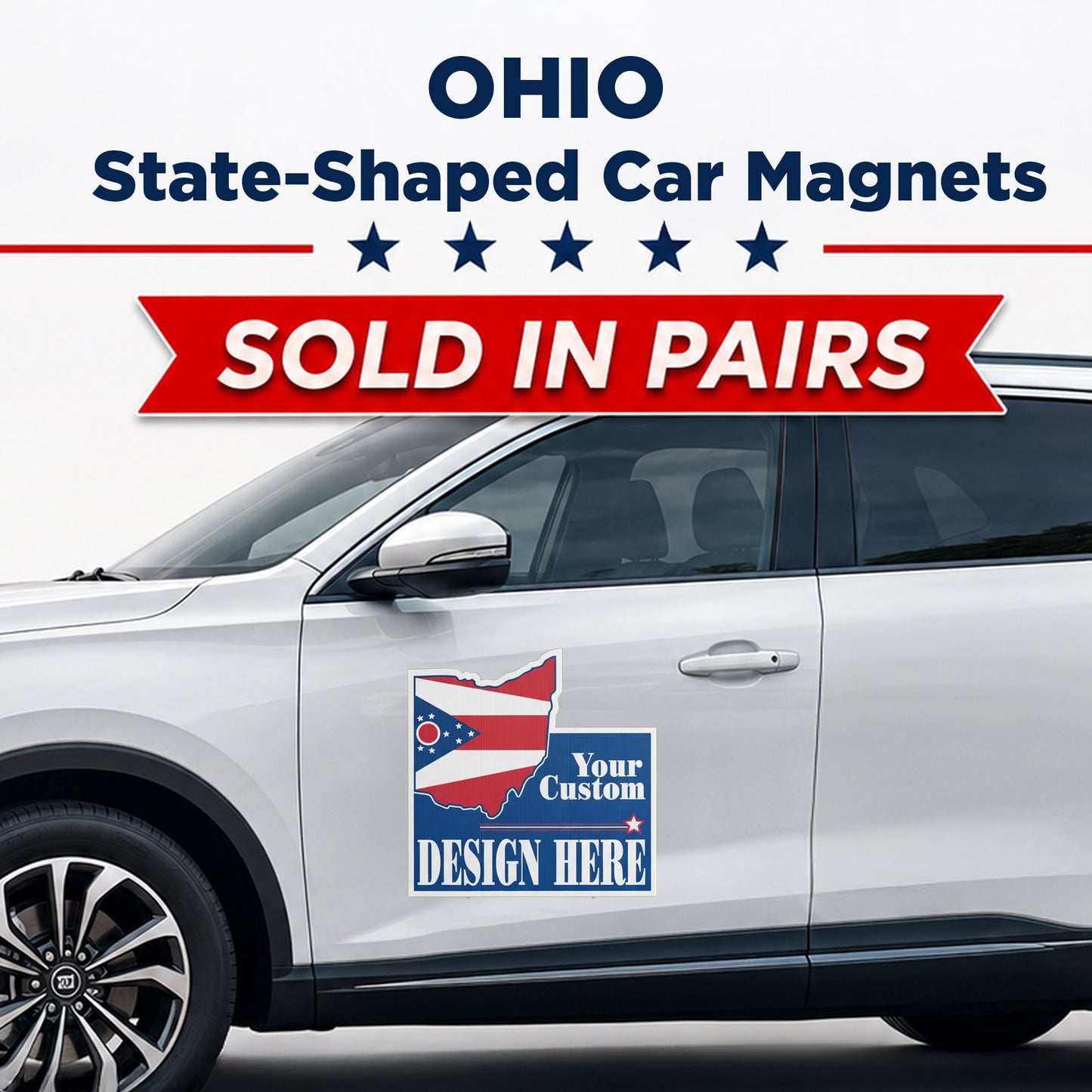 Custom State Shaped Car Magnet (Pair) 22" Magnetic Vehicle Signs by State