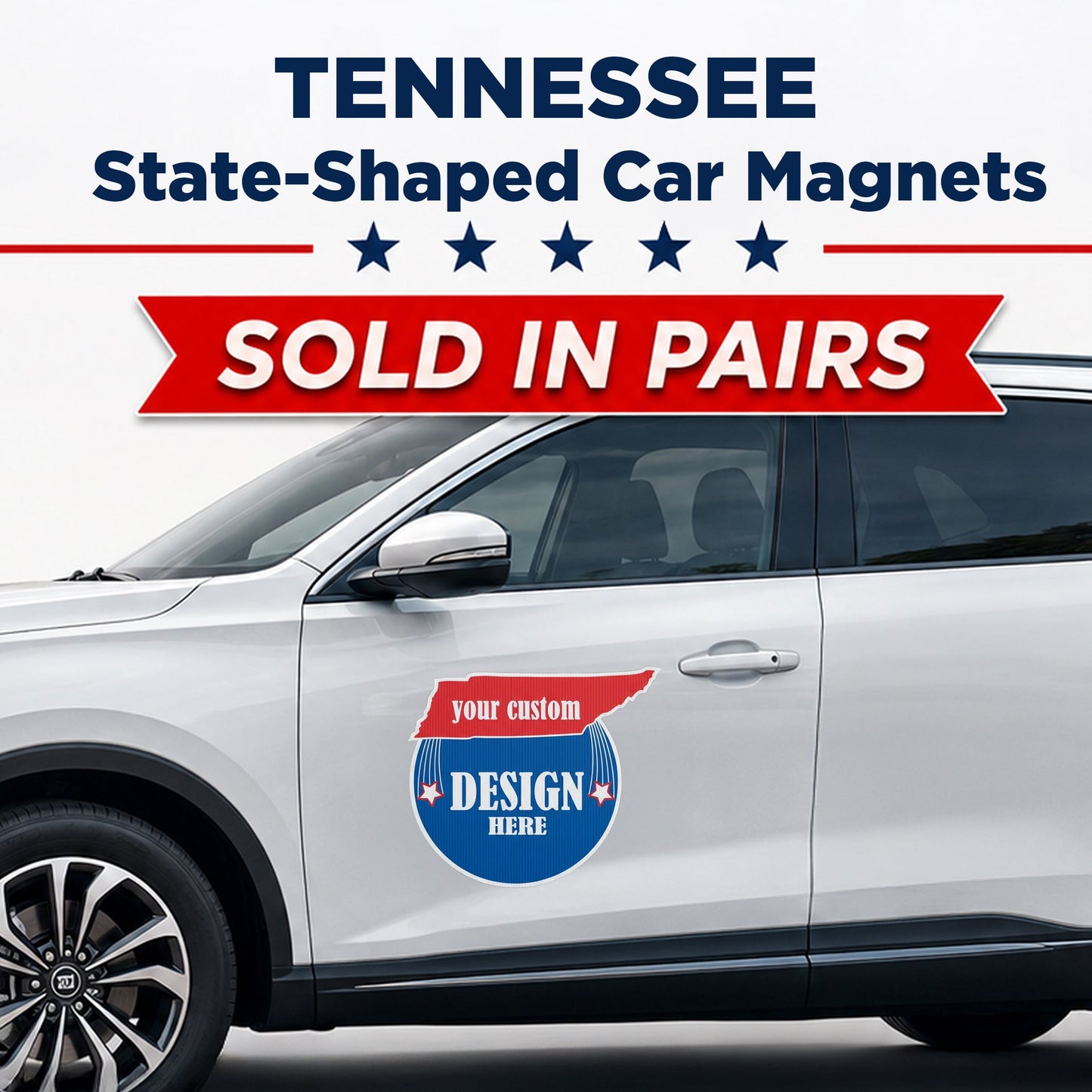 Custom State Shaped Car Magnet (Pair) 22" Magnetic Vehicle Signs by State