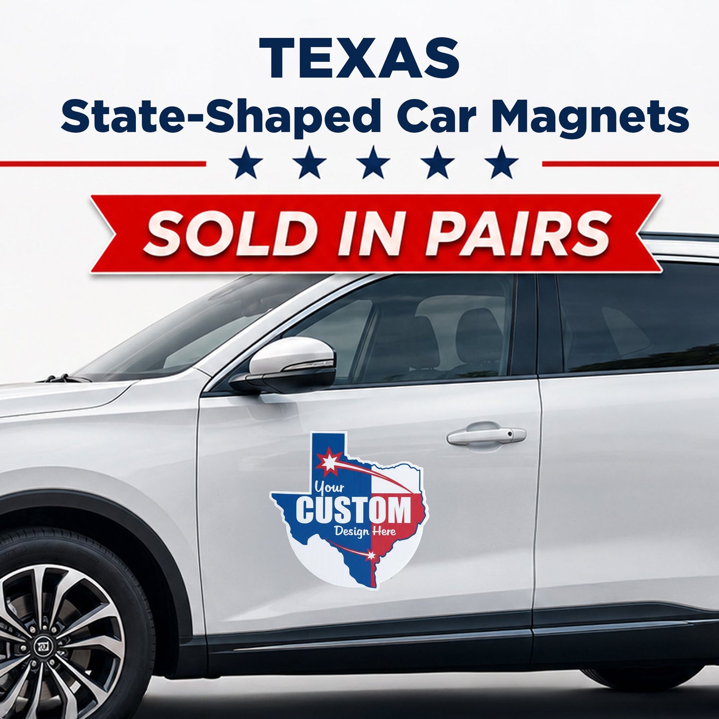 Custom State Shaped Car Magnet (Pair) 22" Magnetic Vehicle Signs by State