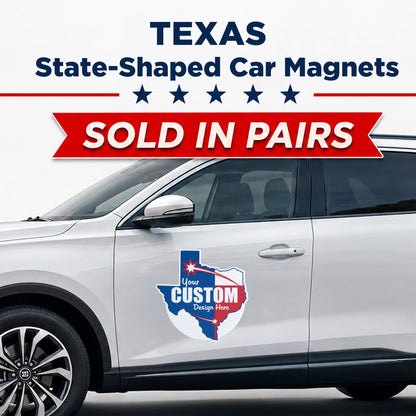 Custom State Shaped Car Magnet (Pair) 22" Magnetic Vehicle Signs by State