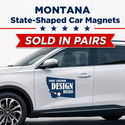 Custom State Shaped Car Magnet (Pair) 22" Magnetic Vehicle Signs by State
