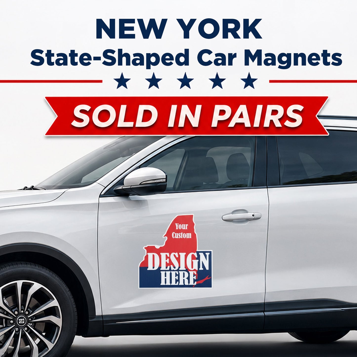 Custom State Shaped Car Magnet (Pair) 22" Magnetic Vehicle Signs by State