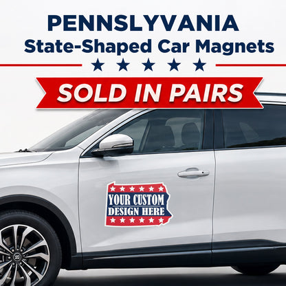 Custom State Shaped Car Magnet (Pair) 22" Magnetic Vehicle Signs by State
