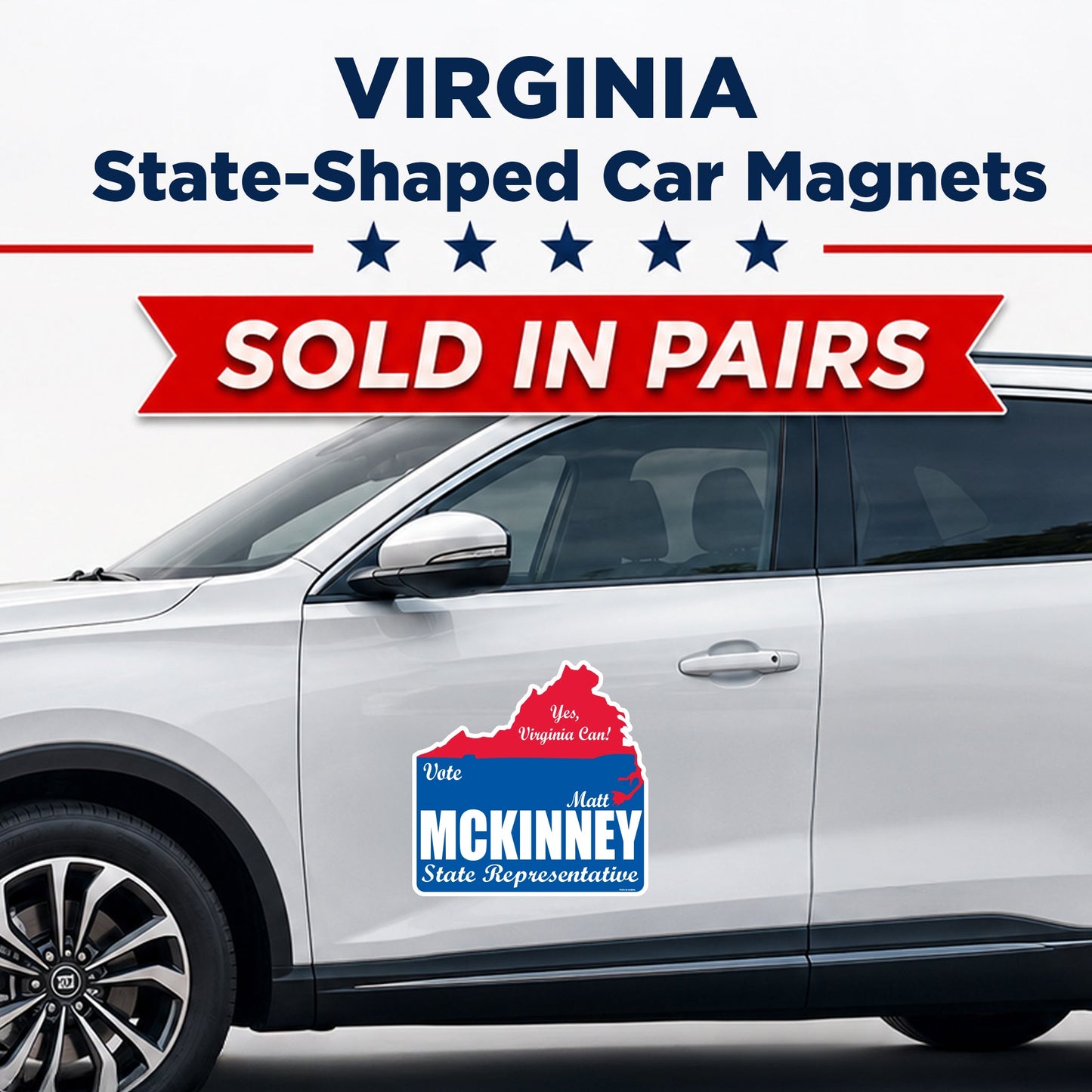 Custom State Shaped Car Magnet (Pair) 22" Magnetic Vehicle Signs by State