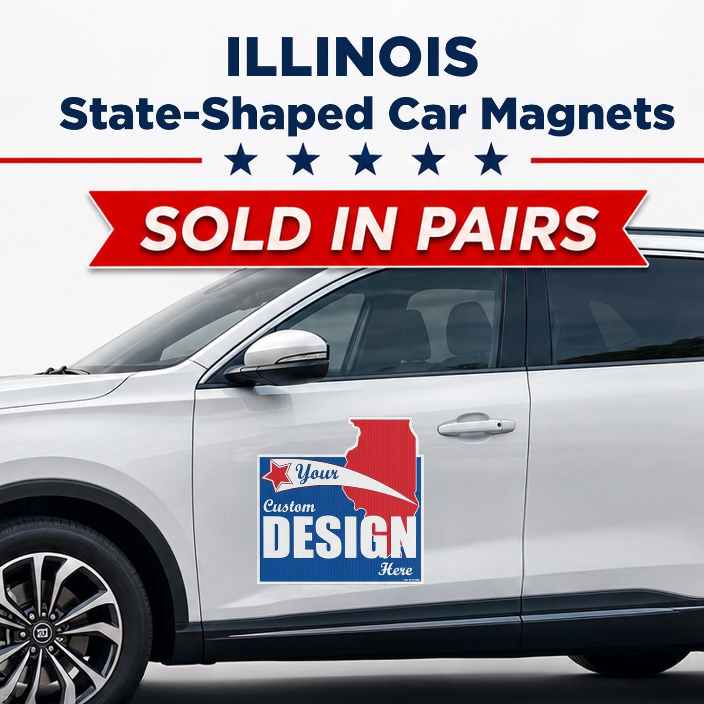 Custom State Shaped Car Magnet (Pair) 24" Magnetic Vehicle Signs by State
