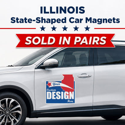 Custom State Shaped Car Magnet (Pair) 24" Magnetic Vehicle Signs by State