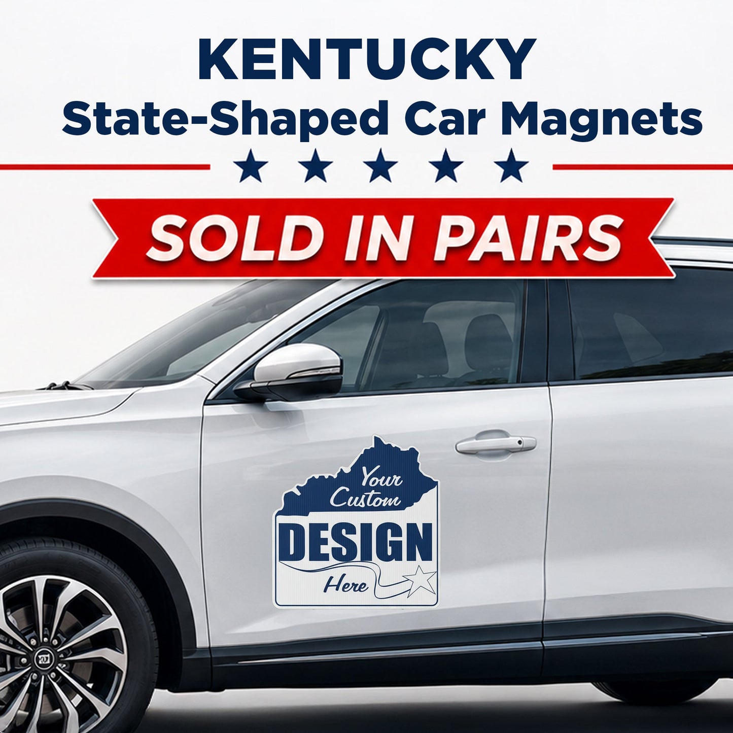 Custom State Shaped Car Magnet (Pair) 24" Magnetic Vehicle Signs by State