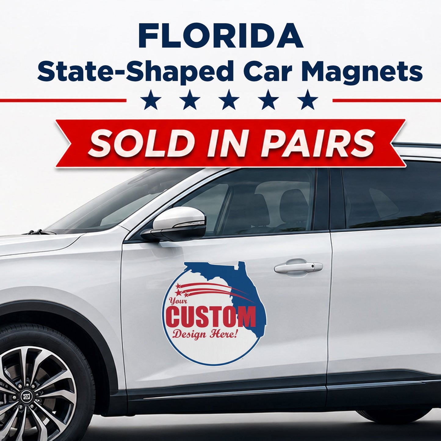 Custom State Shaped Car Magnet (Pair) 24" Magnetic Vehicle Signs by State