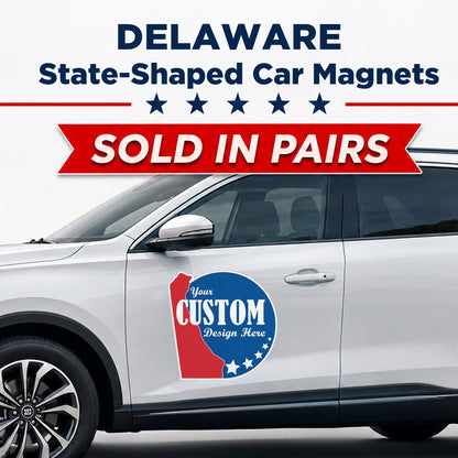 Custom State Shaped Car Magnet (Pair) 24" Magnetic Vehicle Signs by State