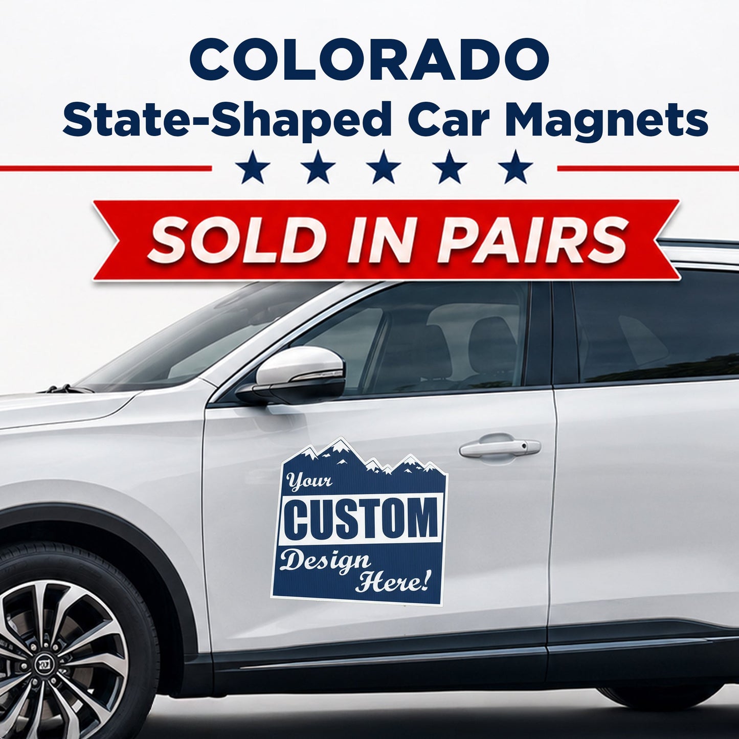 Custom State Shaped Car Magnet (Pair) 24" Magnetic Vehicle Signs by State
