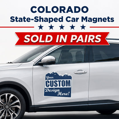 Custom State Shaped Car Magnet (Pair) 24" Magnetic Vehicle Signs by State