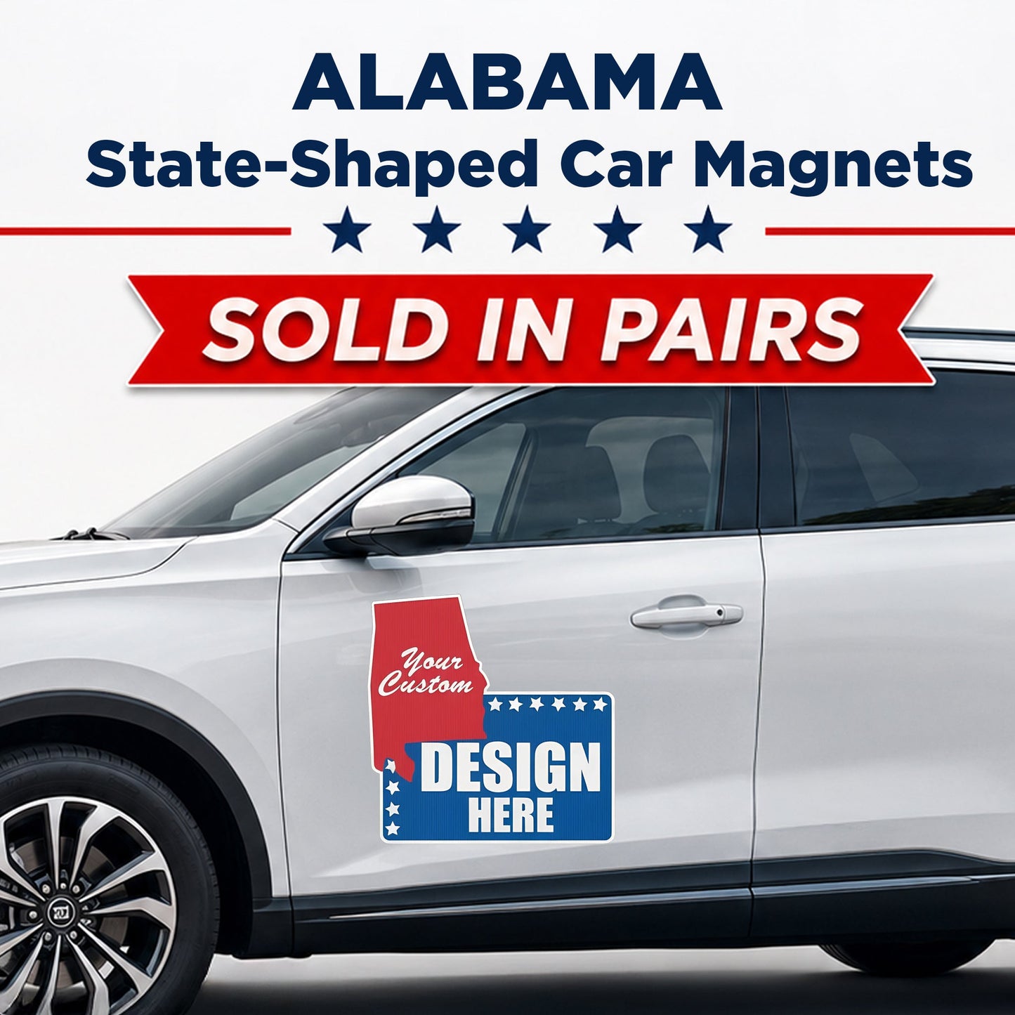 Custom State Shaped Car Magnet (Pair) 24" Magnetic Vehicle Signs by State