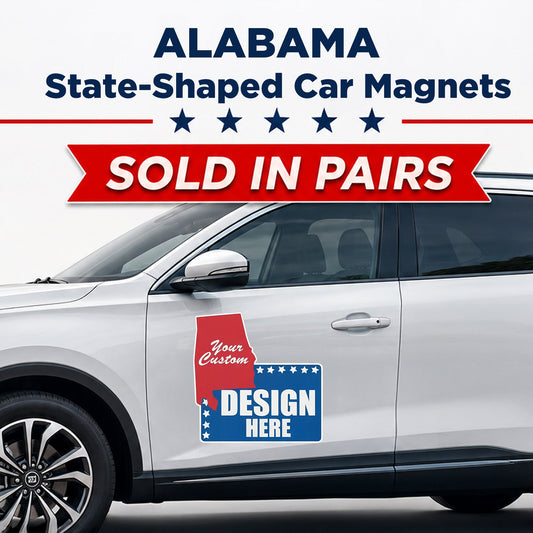 Custom State Shaped Car Magnet (Pair) 24" Magnetic Vehicle Signs by State