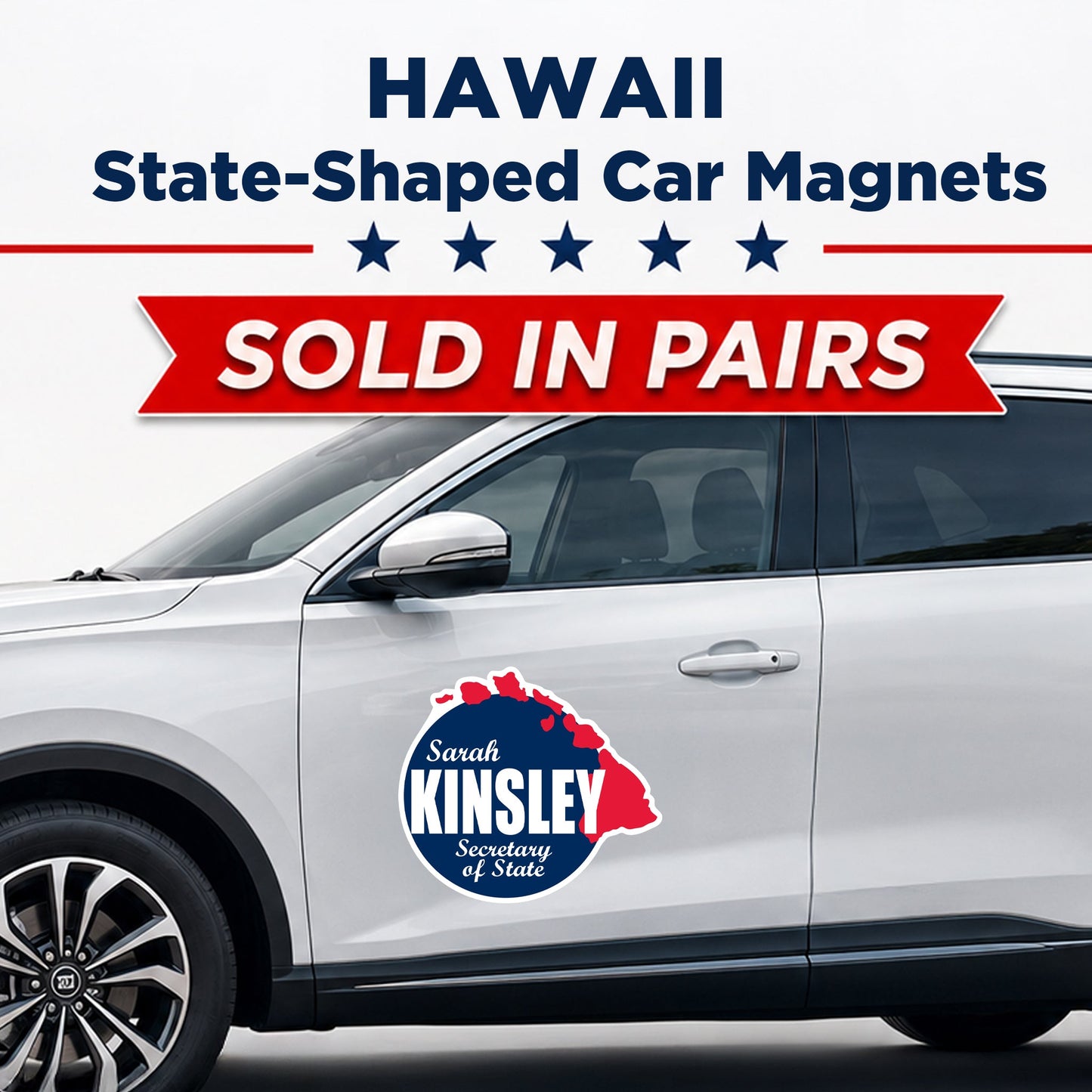 Custom State Shaped Car Magnet (Pair) 24" Magnetic Vehicle Signs by State