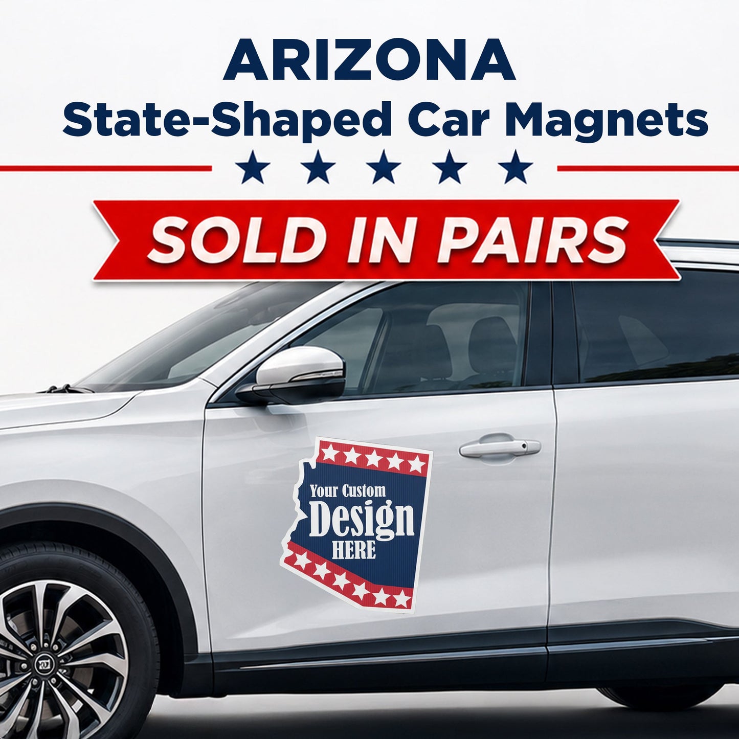 Custom State Shaped Car Magnet (Pair) 24" Magnetic Vehicle Signs by State