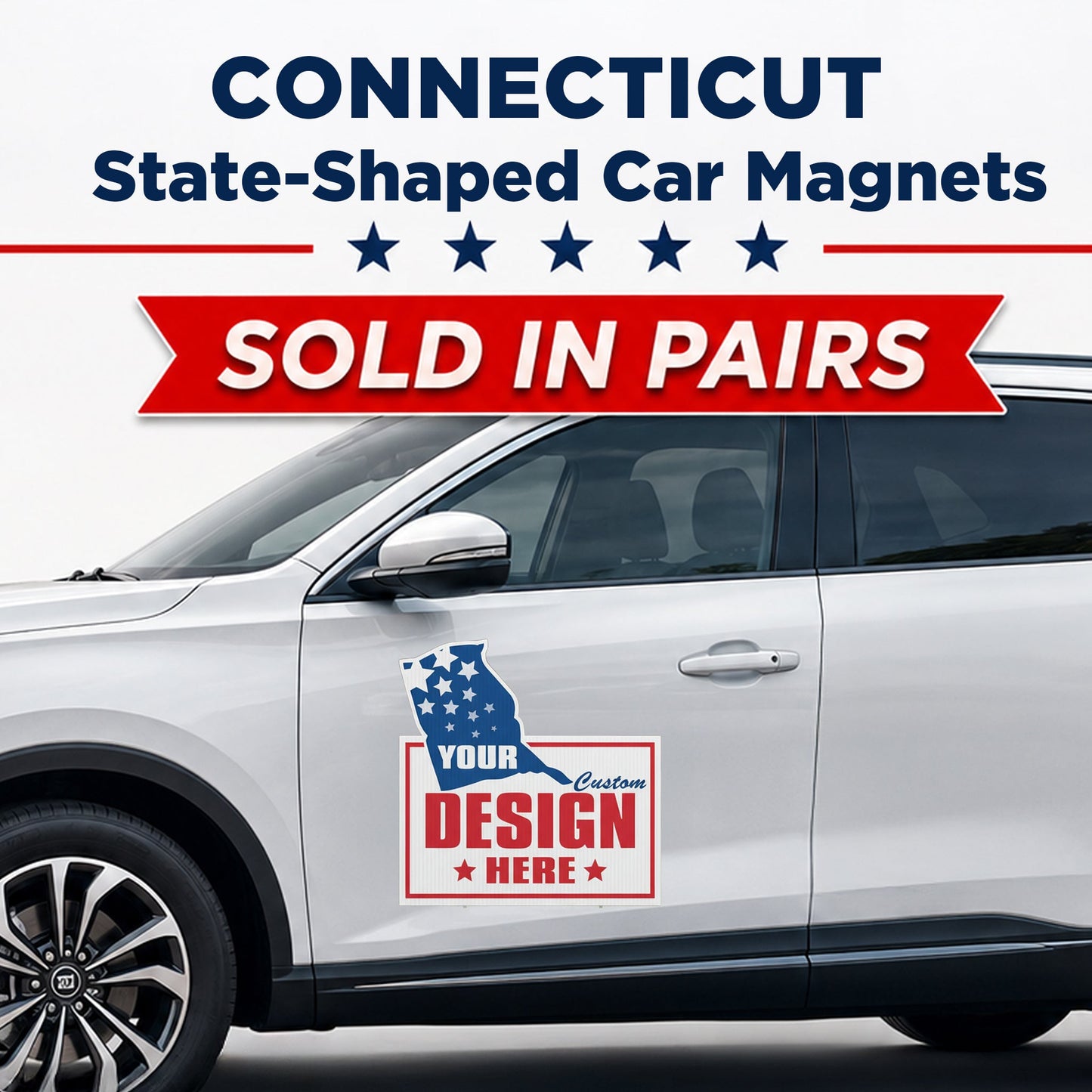 Custom State Shaped Car Magnet (Pair) 24" Magnetic Vehicle Signs by State