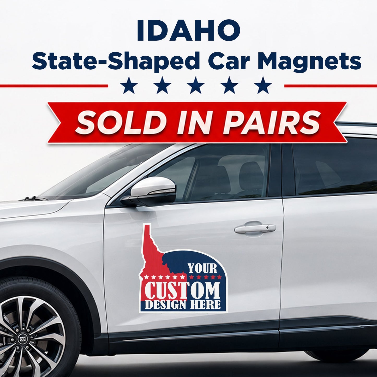Custom State Shaped Car Magnet (Pair) 24" Magnetic Vehicle Signs by State