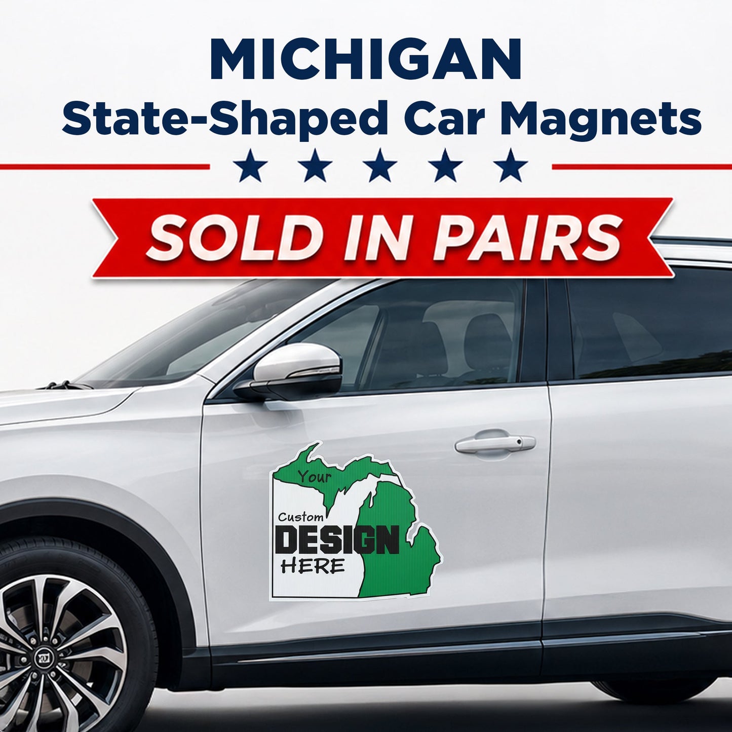 Custom State Shaped Car Magnet (Pair) 24" Magnetic Vehicle Signs by State