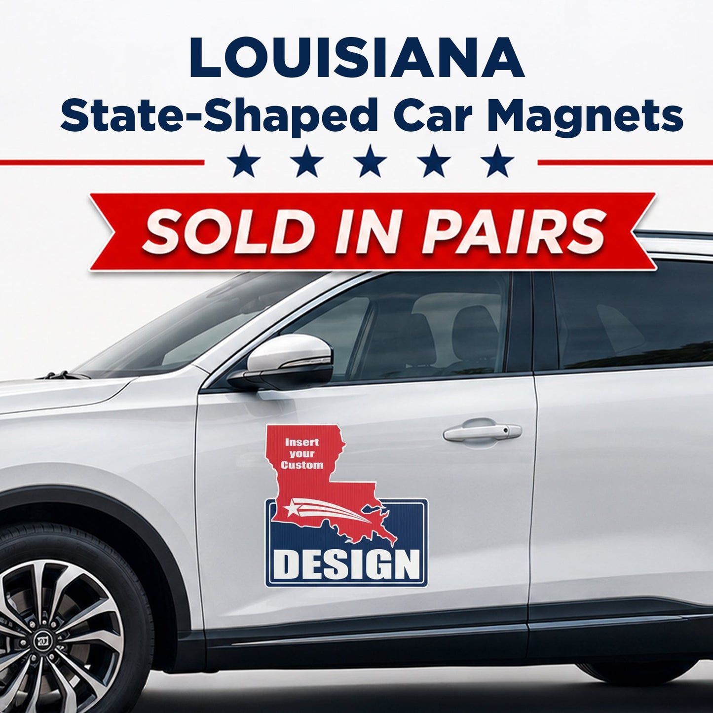 Custom State Shaped Car Magnet (Pair) 24" Magnetic Vehicle Signs by State