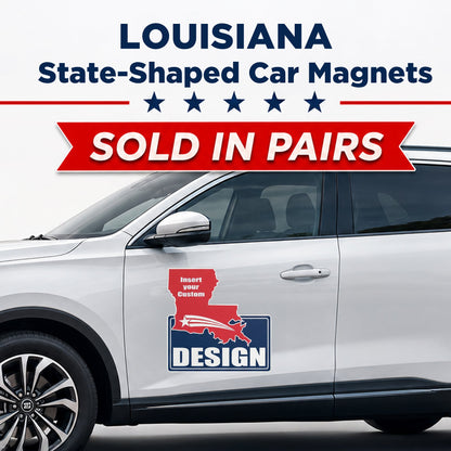 Custom State Shaped Car Magnet (Pair) 24" Magnetic Vehicle Signs by State