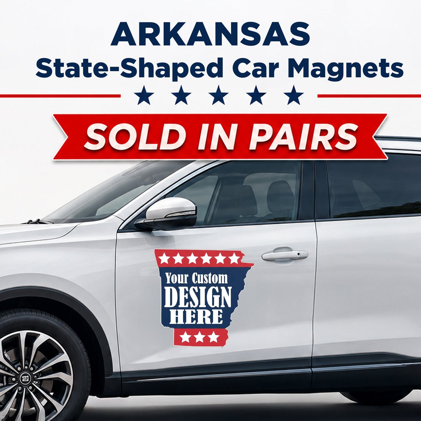 Custom State Shaped Car Magnet (Pair) 24" Magnetic Vehicle Signs by State