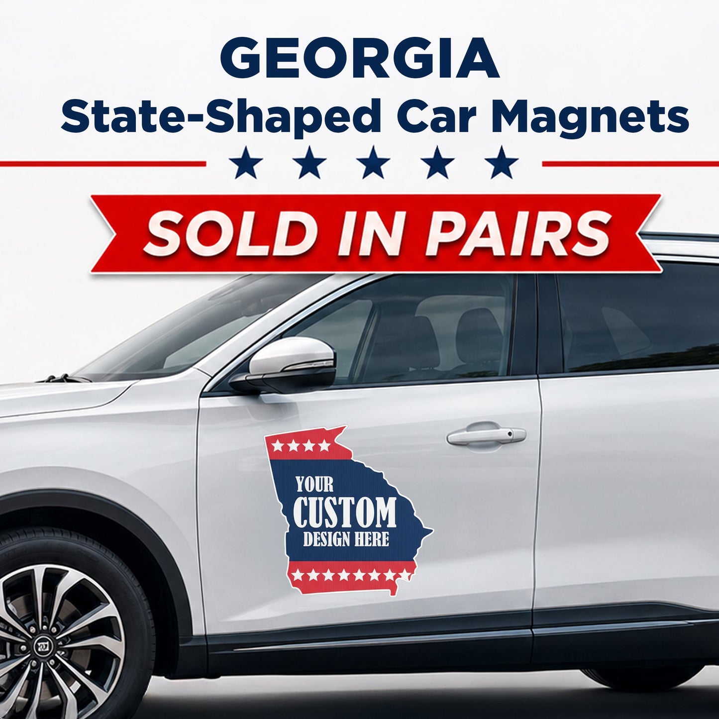 Custom State Shaped Car Magnet (Pair) 24" Magnetic Vehicle Signs by State