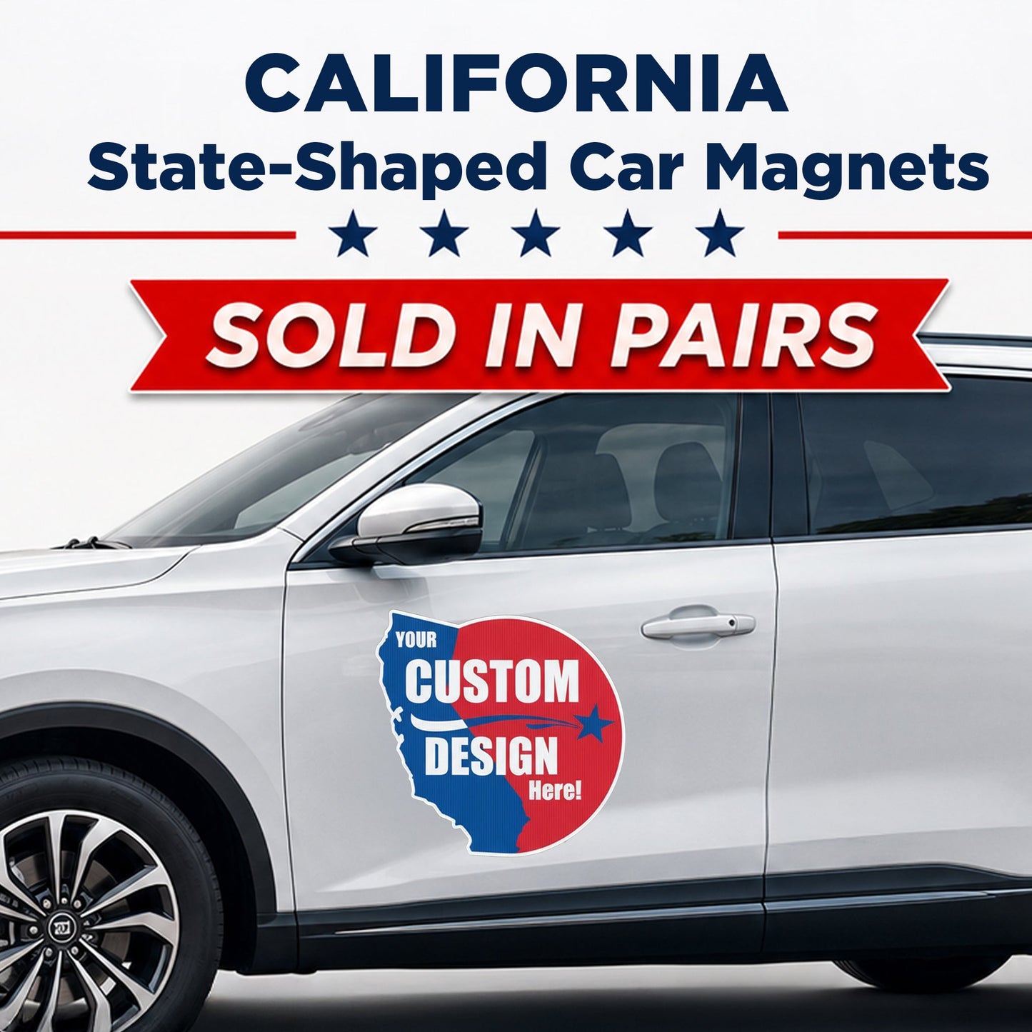 Custom State Shaped Car Magnet (Pair) 24" Magnetic Vehicle Signs by State