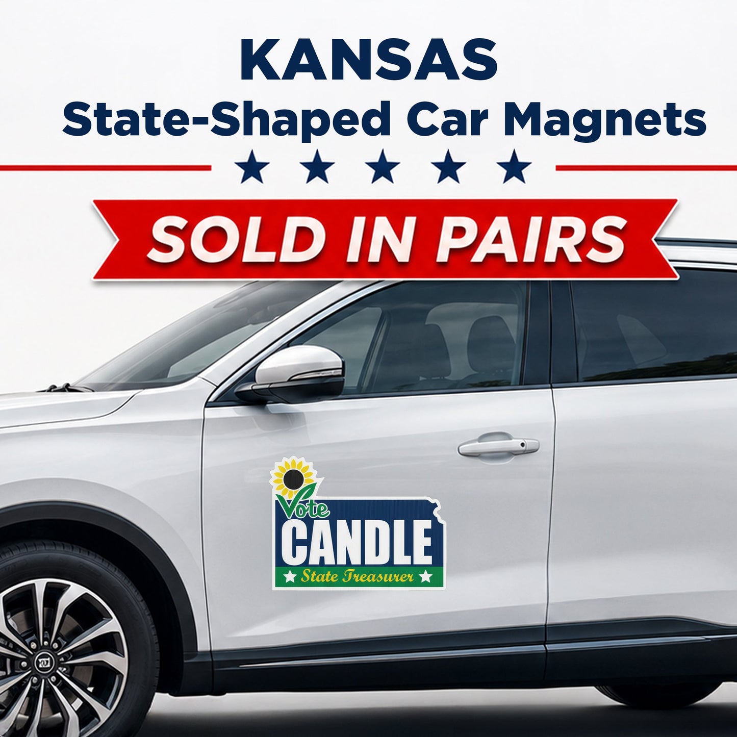 Custom State Shaped Car Magnet (Pair) 24" Magnetic Vehicle Signs by State