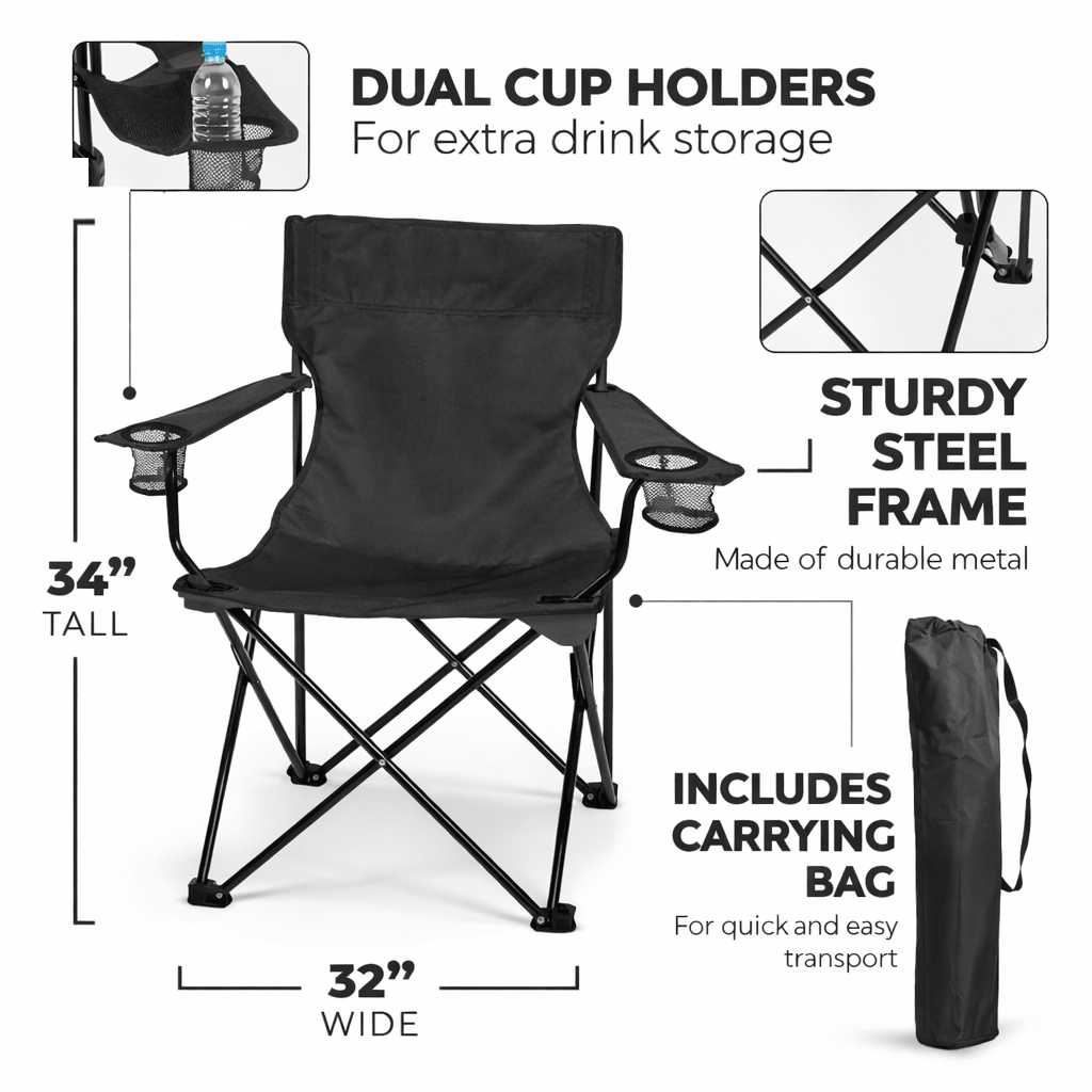 Custom Text Camping Chair – Personalized Fold - Up Outdoor Chair with Carry Bag