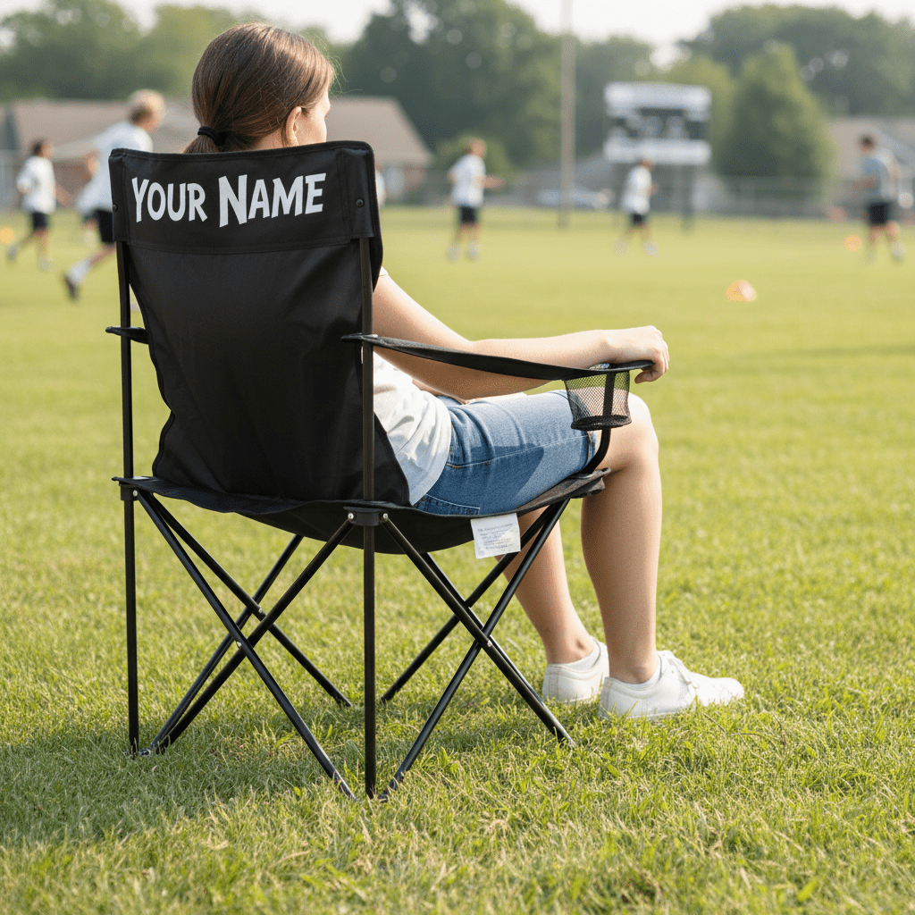 Custom Text Camping Chair – Personalized Fold - Up Outdoor Chair with Carry Bag