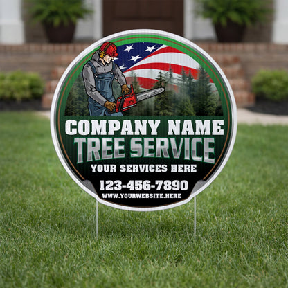 Custom Tree Service Company Yard Signs | 10 - Pack | Two Sided| 20 EZ Stakes Included
