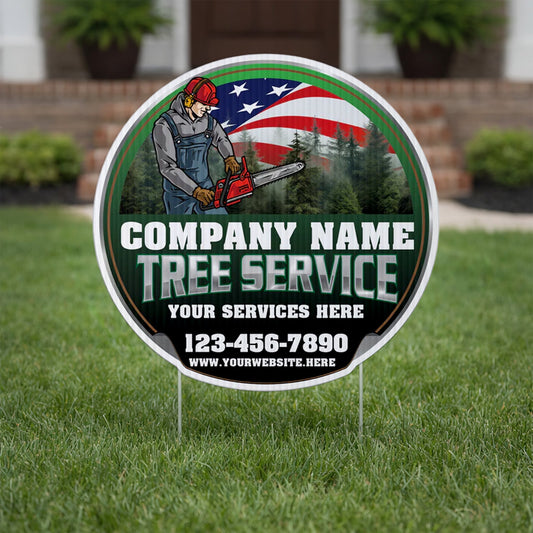 Custom Tree Service Company Yard Signs | 10 - Pack | Two Sided| 20 EZ Stakes Included