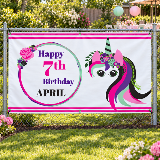 Custom Unicorn Birthday Banner