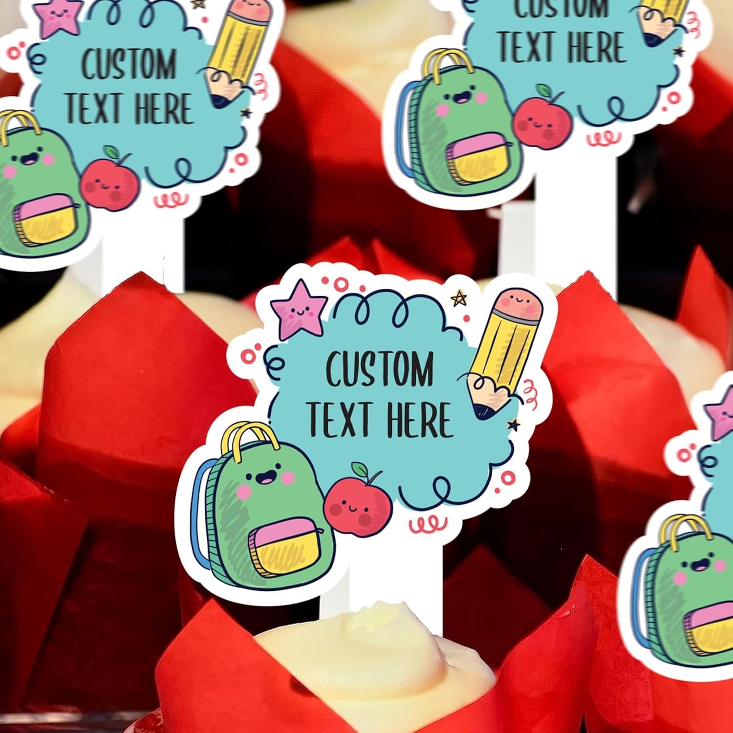 36 pezzi Back to School Cupcake Toppers 12 motivi per primo giorno di scuola, decorazione per 36 pezzi Back to School Cupcake Toppers 12 motivi per primo giorno di scuola, decorazione per