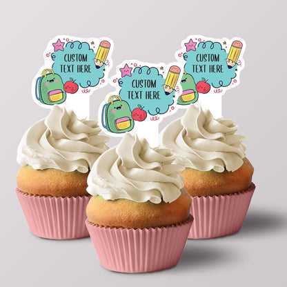 Custom Welcome Back to School Cupcake Toppers
