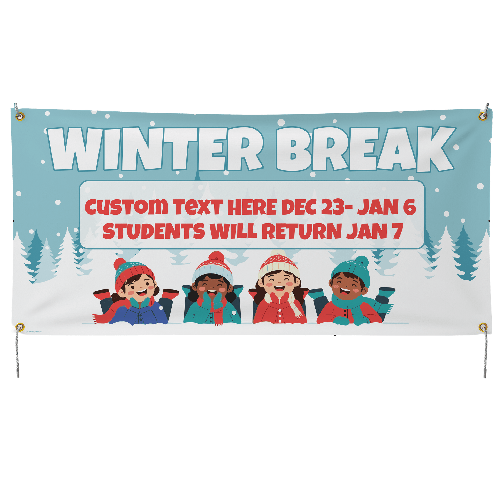 Custom Winter Break Banner for Schools - Waterproof Vinyl Banner with Grommets
